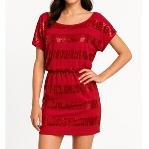 Love Rocks Scarlet Sequin Striped Mini Dress Size Small